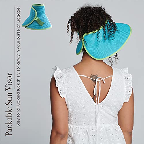 Ultrabraid Large Brim Summer Visor Hat - Aqua Lime, One Size