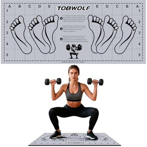 Non-Slip Squat Mat with Foot Position - Grey Exercise Mat