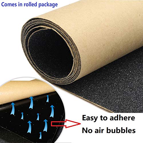 10.6x49.2 Inch Black Skateboard Grip Tape Sheet for Longboards & Skates