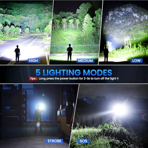 Flashlight Rechargeable 99,000 High Lumens, 3 Pack Led Flash Lights with 5 Modes, Waterproof Handheld Linterna for Camping, Home, Outdoor