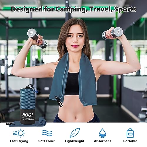 Microfiber Travel Towel - Quick Dry Lightweight Camping Towel - Navy Blue, M: 40"x20"