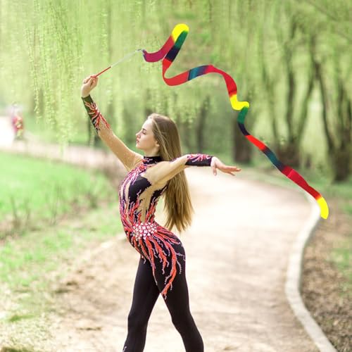 2 Pcs Sparkly Dance Ribbons - 78.7-inch Rhythmic Gymnastics Ribbon Wands
