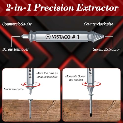 Damaged Screw Extractor Set ? 10 Pcs Easy Out Stripped Screw Remover Tool for Screws and Broken Bolts ? Reverse Drill Bit Extractor Set for Rusted or Stuck Hardware and Tight Spaces