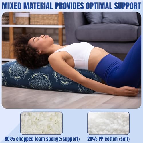 Yoga Bolster Pillow - Rectangular Meditation Cushion - Blue - 27.5 inch
