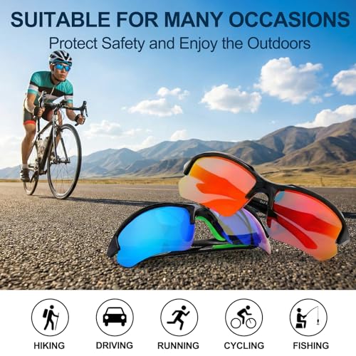 Polarized Sports Sunglasses - 3 Pack for Men & Women