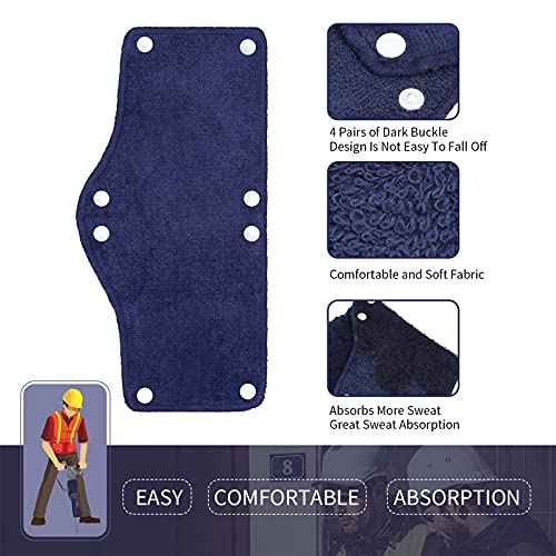 24 Pieces Hard Hat Sweatband, Cotton Helmet Sweatband Hard Hat Liner, Washable Sweat Band Reusable Safety Sweat Band Snap Hard Accessories (Dark Blue,Gray,Black)