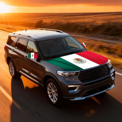 Mexico Flag Car Hood & Mirror Cover Set - Universal Fit