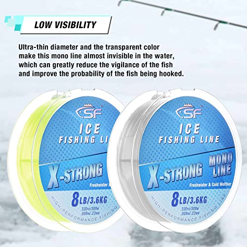 8LB Fluor Green Monofilament Ice Fishing Line - 330YD