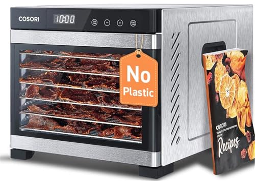 Extra Large Food Dehydrator with 6 Stainless Steel Trays, 600W