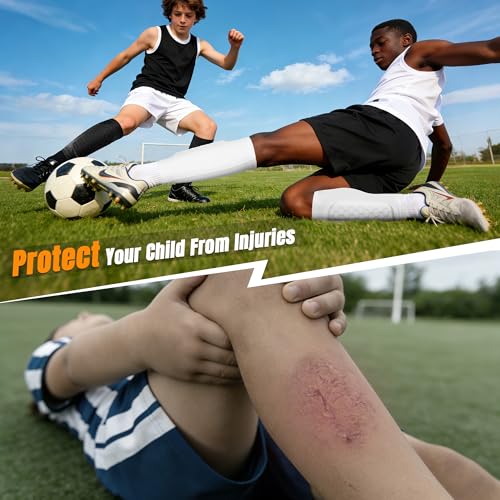XZQTIVE Kids Soccer Shin Guards with Honeycomb EVA Padding, Black XS