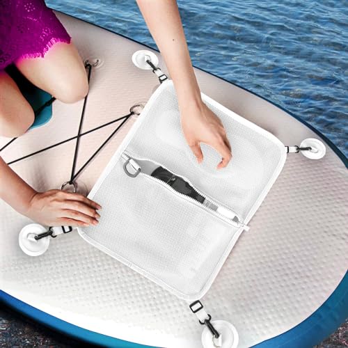 MORXPLOR White Paddle Board Deck Bag - Mesh Storage for SUP Kayak Canoe