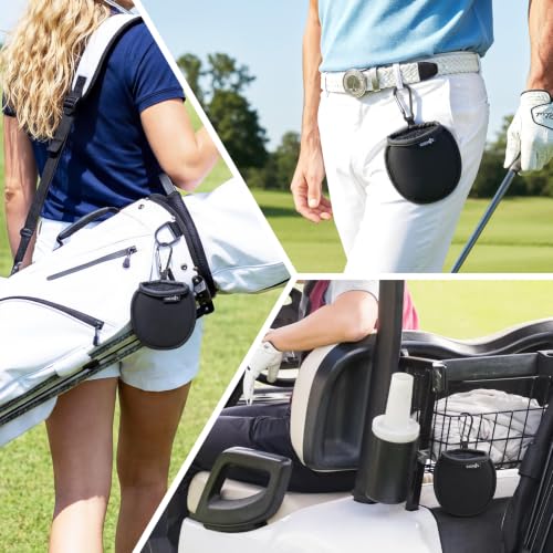 Portable Golf Ball Washer Pouch with Clip - Black