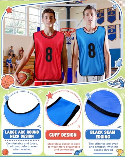 24 Pcs Soccer Pinnies Vests with Elastic Belts for Practice