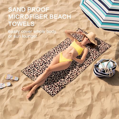 Lokigo Leopard Microfiber Beach Towel 60x30 Inch Sand-Free & Absorbent - Variation Leopard2