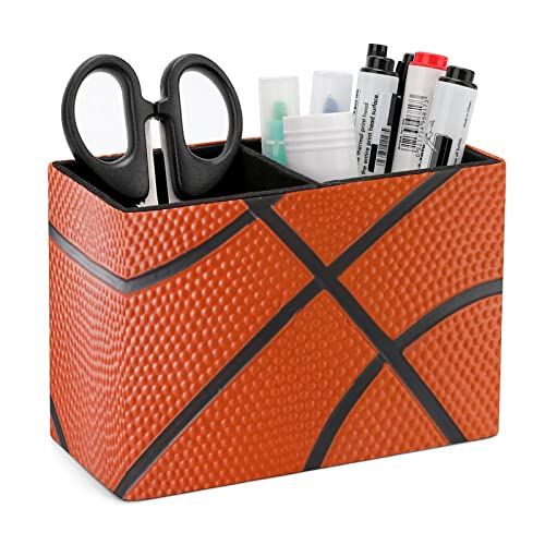 Basketball Pen Holder - Leather Desk Organizer with 2 Compartments