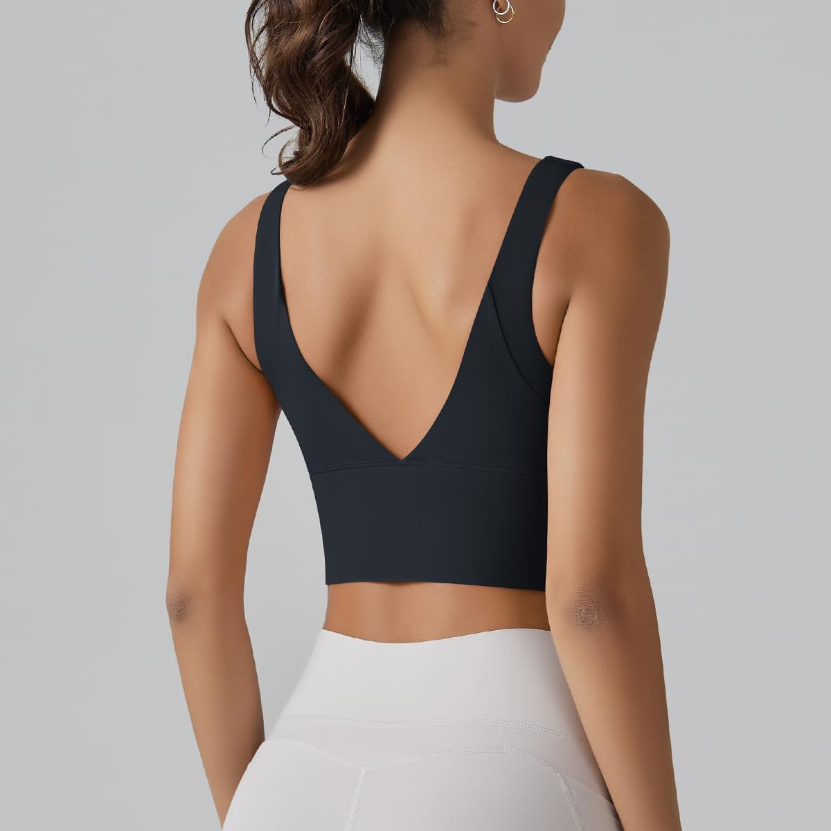 ABOCIW Longline Sports Bra - Women's V Back Wireless Padded Yoga Top for Medium Support | Ideal for Workouts