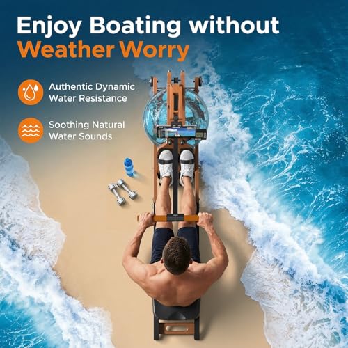 Water Rowing Machine for Home Gym - 450LBS Capacity, Bluetooth App