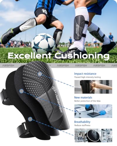 Kids Soccer Shin Guards CE Certified Impact Protection with Adjustable Straps