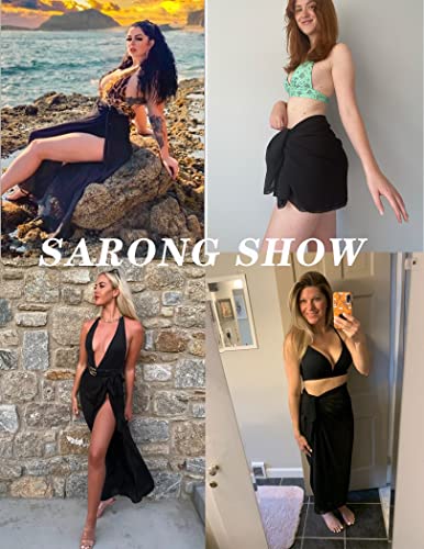 Women’s Chiffon Sarong Swimsuit Coverup - Black, One Size