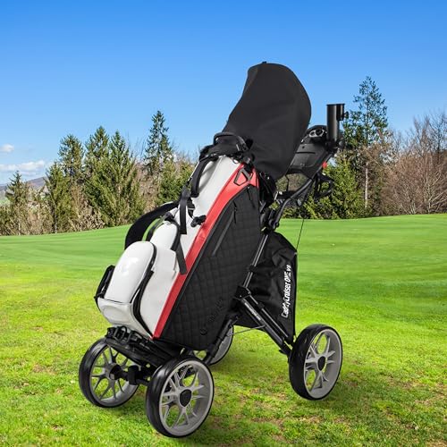 Golf Push Cart - CaddyCruiser One V8 - 4 Wheel Folding Trolley - Dark Gray