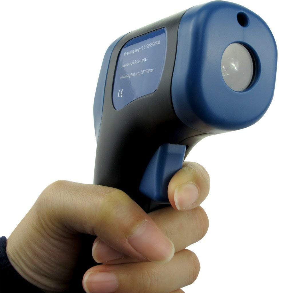 Skiennix Handheld Digital Laser Tachometer - Non-Contact RPM Meter with 10 Reflective Tapes | Measuring Range 2.5-99999 RPM