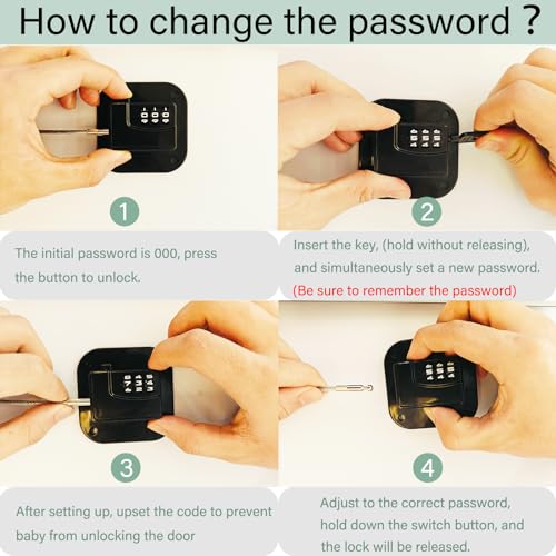 Refrigerator Lock (4 Pack), Heavy Duty Combination Fridge Lock, for Fridge, Cabinets, Window, Drawers and Child Safety Cabinet Lock, Strong Non-Marking Adhesive No Drilling (Black)