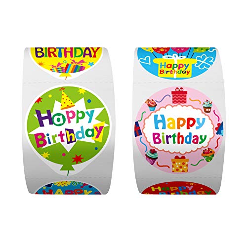 Happy Birthday Stickers - 1000 PCS Balloon Design, 16 Styles