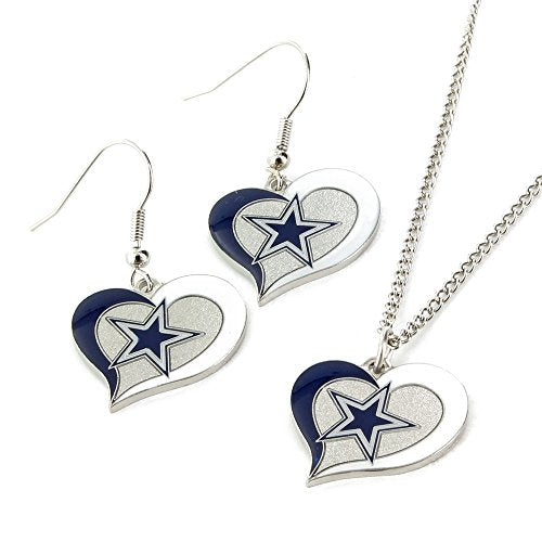 NFL Swirl Heart Earrings & Pendant Set - Perfect Gift for Fans