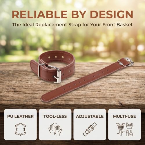 Abaodam 1 Pair PU Leather Bike Basket Straps Replacement for Front Bicycle Basket