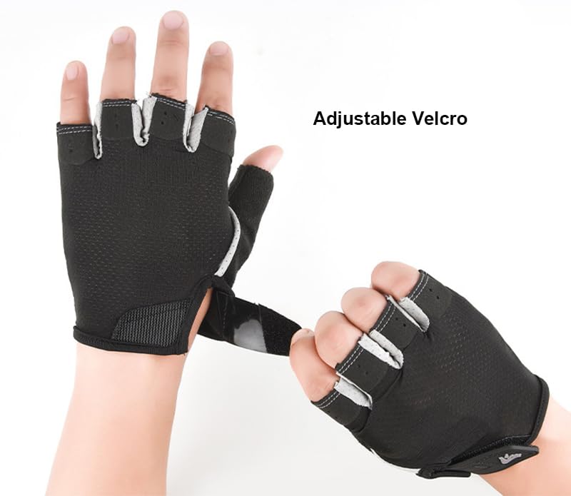 Half-Finger Workout Gloves with Padded Palm - Anti-Slip Gym Training - Black/Medium