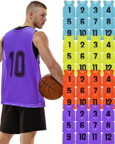 48 Pcs Adult Mesh Scrimmage Vests for Soccer & Basketball - XXL