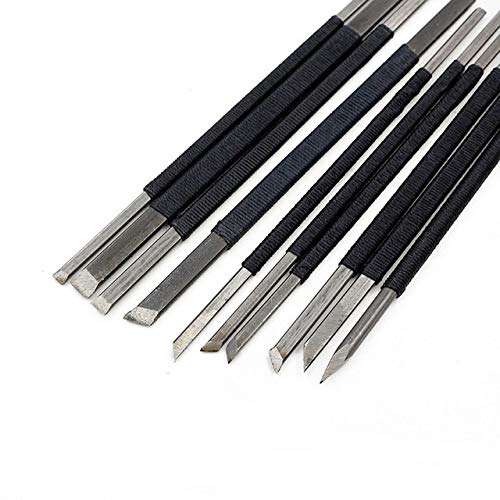 10-Piece High Carbon Steel Stone Carving Chisel Set with Alloy Handle