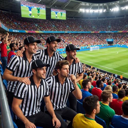 Referee Hat and Whistle Set with Lanyard - Black & White