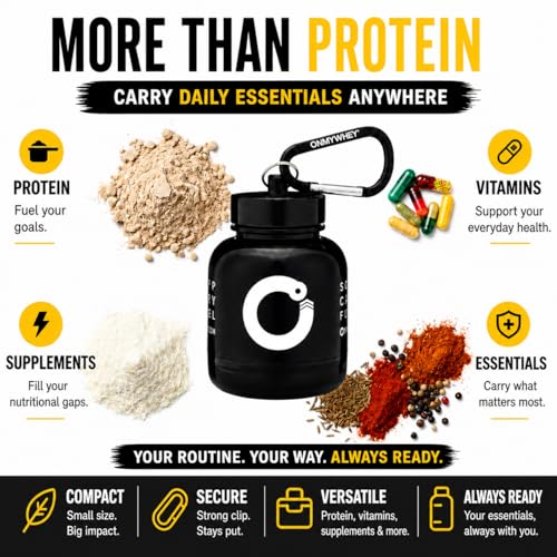 ONMYWHEY Portable Protein Funnel 180ml - Double Scoop Travel Dispenser Keychain