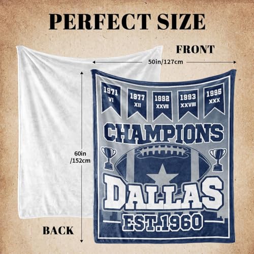 Football Blanket for Dallas Fans - Soft Flannel Throw 60x50 Blue