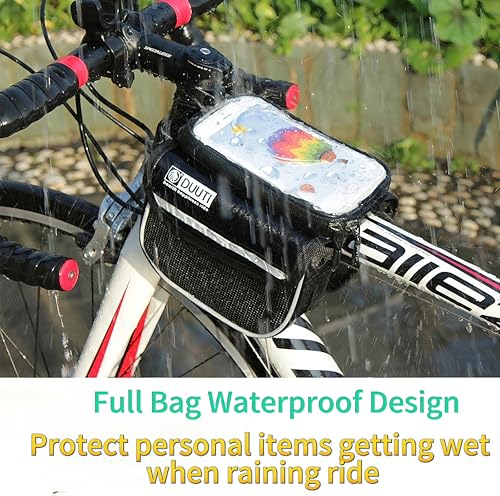 Waterproof Bicycle Phone Holder Bag - Touchscreen, Red
