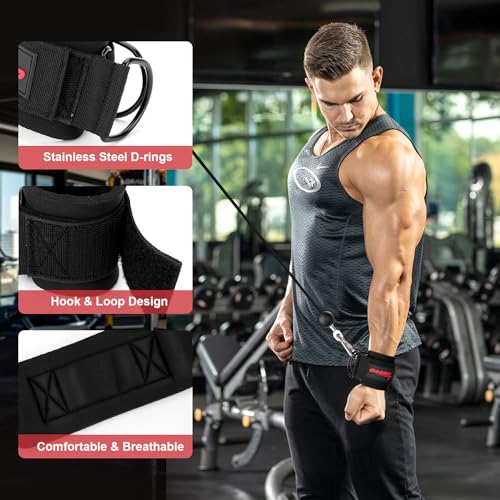 Wrist Straps for Cable Machines - Neoprene Padded - Black / M