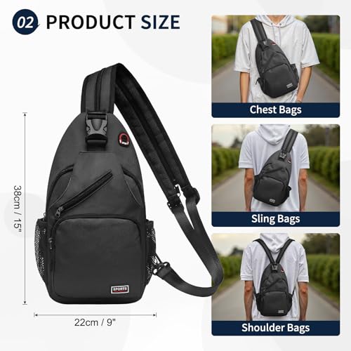 Small Convertible Sling Bag for Women Men - Fits 7.9 and 11 Inch Tablets, Black