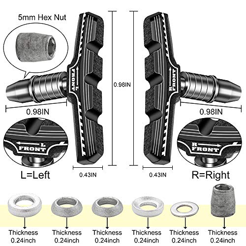 70mm V-Brake Pads Set for Mountain Road City Folding Bikes - Rubber Blocks