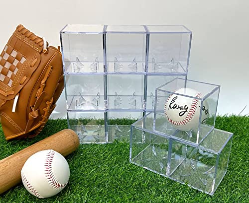 8-Pack UV Protected Acrylic Baseball Display Cases - Clear Cube Holder for Autographed Balls