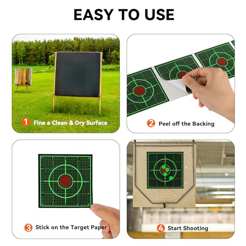 Reactive Paper Shooting Target Stickers - 200 PCS Green Splatter