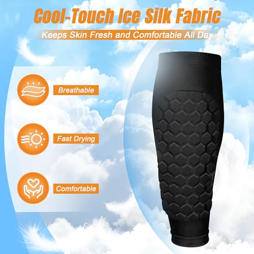 XZQTIVE Kids Soccer Shin Guards with Honeycomb EVA Padding, Black XS