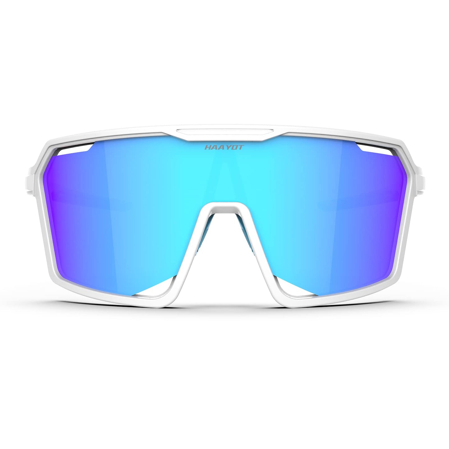 HAAYOT Sports Sunglasses for Men Women,Cycling Baseball Fishing Running Biking Glasses,UV Protection White Azure Blue