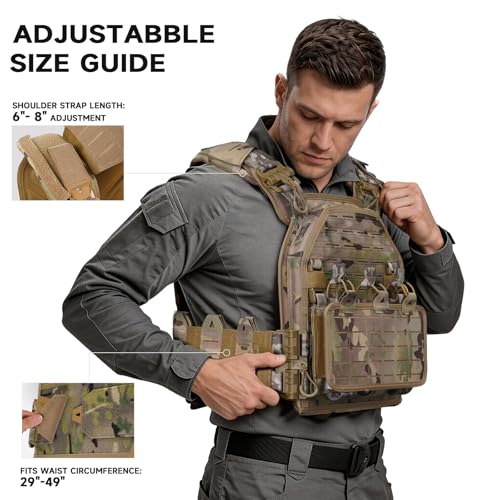 Tactical Molle Vest for Men - Lightweight 1000D Nylon Fabric