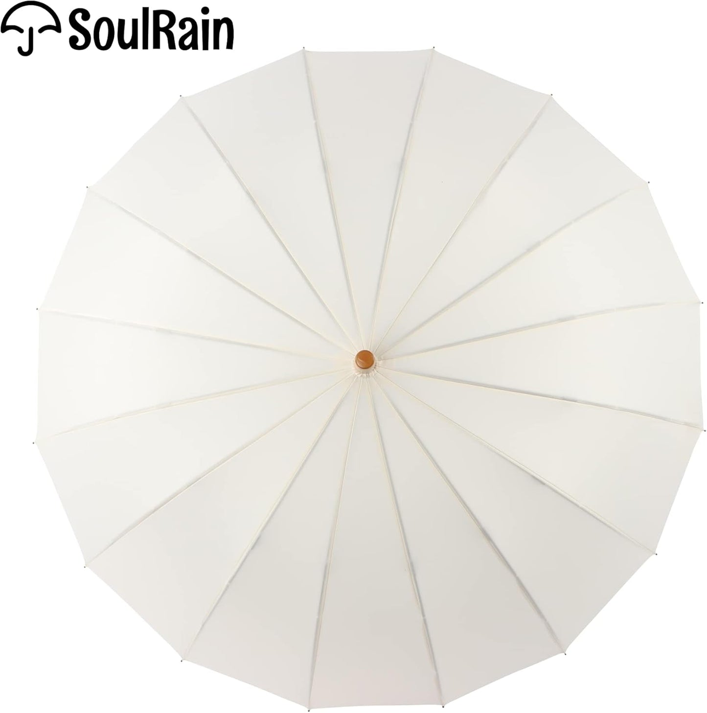 SoulRain 48" Windproof Stick Umbrella - Auto Open with Classic Wood Handle | Fashionable Solid Color