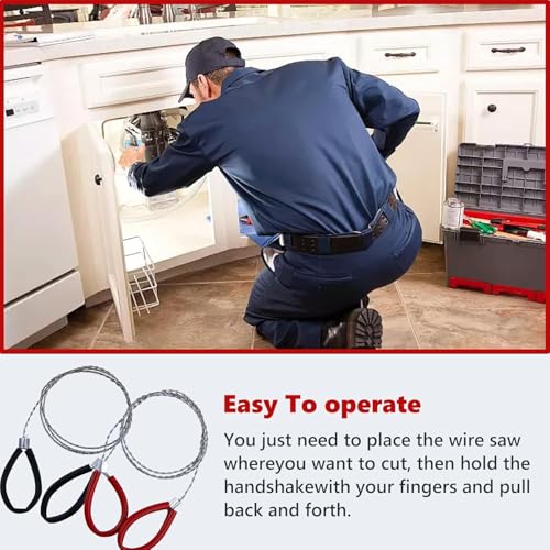 4 Pcs Stainless Steel Cable Saw Set - Red & Black, 23.62 Inch