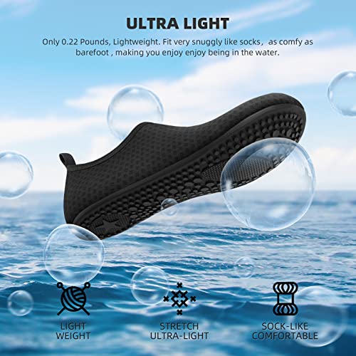 Quick-Dry Water Shoes for Beach & Pool - Barefoot Aqua Socks - N-Jacquard Black