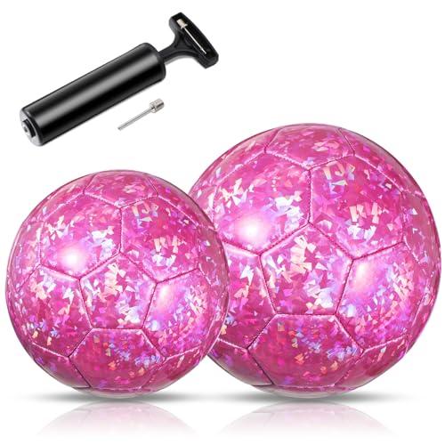 Pink Soccer Ball Set with Pump - Size 2 & 3 Indoor & Outdoor Sports Gift for Kids & Teens