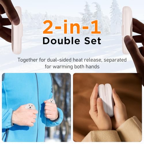 Lepwings White AI Hand Warmers 2-Pack Rechargeable 6000mAh, 3 Heat Levels, 20H Battery