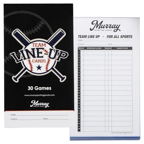 Baseball/Softball Lineup Cards - 30 Games, 16 Player Roster - 4-Part Carbon Copies